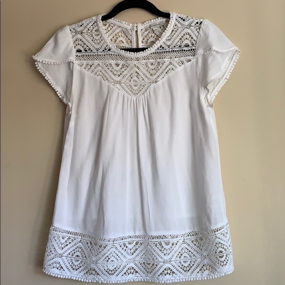 Anthropologie Skies are Blue Lace Top Tulip Sleeve - Picture 3 of 14